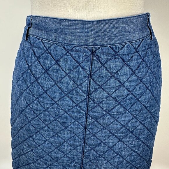 BROOKS BROTHERS Red Fleece Womens' Blue Denim Quilted Mini Skirt Size 6 - Picture 4 of 15